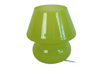60445 lampe de chevet champignon verre vert l 15,5 p 15,5 h 16,5 cm ampoule e14