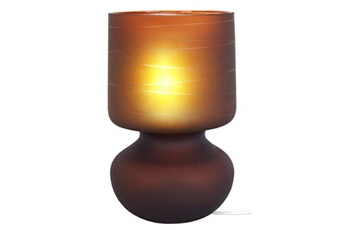 lampe de chevet tosel 62393 lampe de chevet champignon verre satiné et marron l 14 p 14 h 24 cm ampoule e14