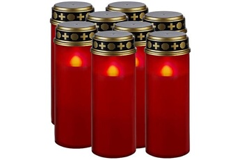 : 8 grandes lanternes funéraires avec effet flamme à piles - coloris rouge