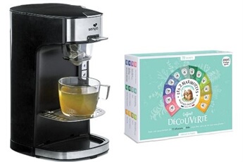Set Machine à thé, théière électrique noire Tea Time & le Coffret Découverte comprenant 72 sachets - Les 2 Marmottes