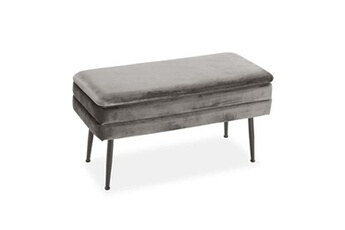 banc pied de lit philadelphia, 37,5 x 42 x 79,5 cm, polyester et bois, gris clair