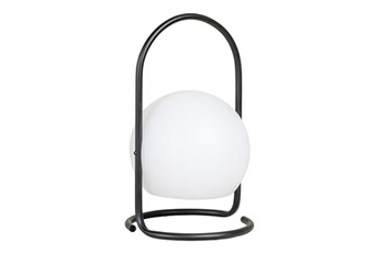 lovaz - lampe de table led rechargeable design acier noir boule blanche -