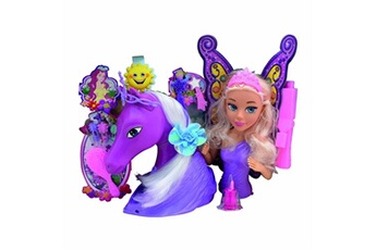 poupée melody et cheval à coiffer - multicolore