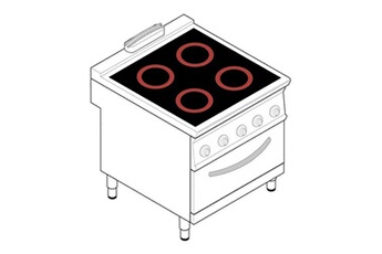 Piano de cuisson gaz sur four électrique ventilé GN 1/1-4 feux