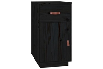 armoire de bureau noir 40x50x75 cm bois massif de pin