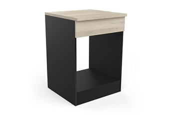 meuble four 60 cm origan noir et bois - naturel -