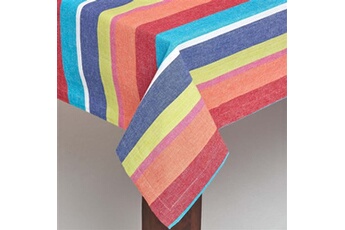nappe de table homescapes nappe de table en coton à rayures multicolore, 137 x 137 cm