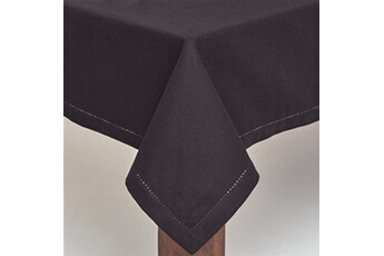 nappe de table homescapes nappe de table rectangulaire en coton unie noir - 137 x 228 cm
