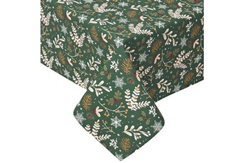 nappe de table homescapes nappe de noël forêt festive en coton, 137 x 137 cm