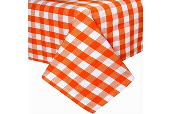 nappe de table homescapes nappe de table à grands carreaux vichy en coton orange, 137 x 178 cm