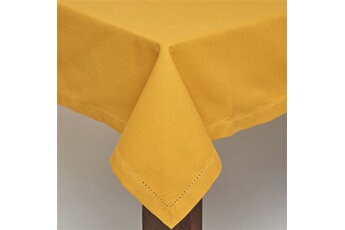 nappe de table homescapes nappe de table rectangulaire en coton unie jaune moutarde - 137 x 178 cm