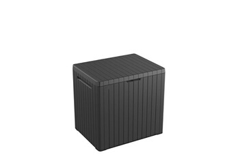 coffre de jardin résine city cube gris, 57,8 x 44 x h.54.8 cm