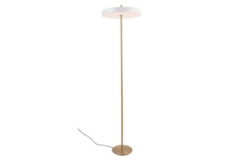 lampadaire design led en métal - d. 45 x h 180 cm - doré et blanc - vaughan
