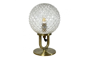 lampe à poser meubletmoi lampe boule cristal art déco vintage laiton brossé - crystal 6757