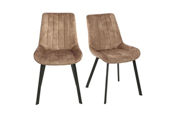 chaise meubletmoi lot de 2 chaises capitonnées en velours taupe avec pieds métal - nany