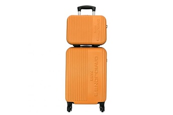 set de 3 valises david jones lot valise cabine + vanity abs orange