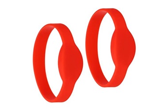 bracelets rfid plats en silicone - 2 pièces - périmètre 215mm rouge