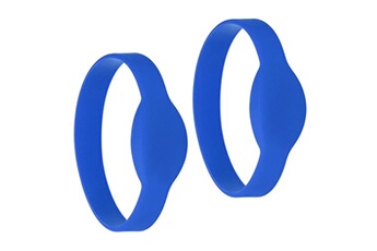 bracelets rfid plats en silicone - 2 pièces - périmètre 215mm bleu