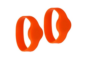 bracelets rfid plats en silicone - 2 pièces - périmètre 215mm orange