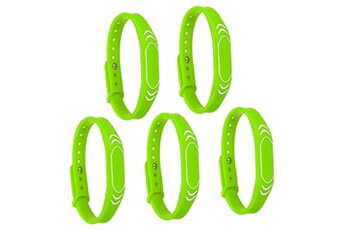 bracelets rfid en silicone imperméables réglables - 5 pièces - 240mm vert