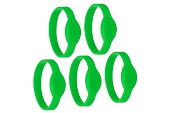 bracelets rfid plats en silicone - 5 pièces - périmètre 215mm vert