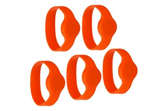 bracelets rfid plats en silicone - 5 pièces - périmètre 215mm orange