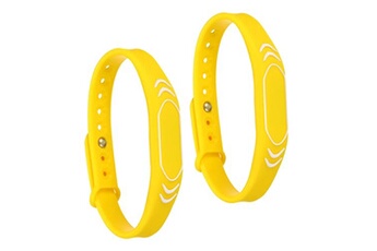 bracelets rfid en silicone imperméables réglables - 2 pièces - 240mm jaune