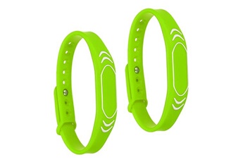 bracelets rfid en silicone imperméables réglables - 2 pièces - 240mm vert