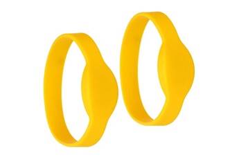 bracelets rfid plats en silicone - 2 pièces - périmètre 215mm jaune