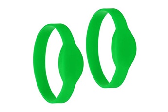 bracelets rfid plats en silicone - 2 pièces - périmètre 215mm vert