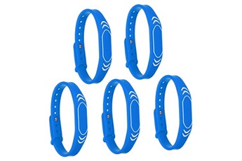bracelets rfid en silicone imperméables réglables - 5 pièces - 240mm bleu