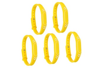 bracelets rfid en silicone imperméables réglables - 5 pièces - 240mm jaune