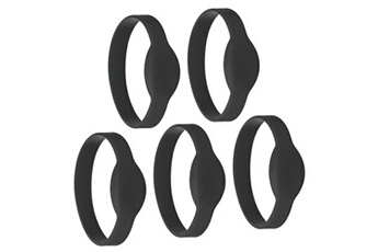 bracelets rfid plats en silicone - 5 pièces - périmètre 215mm noir