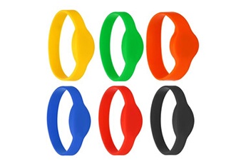 ensemble de bracelets rfid en silicone plat multicolore - 6 pièces - périmètre 215mm