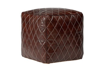 womo-design pouf carré en cuir véritable nashville marron 40x40x40 cm rembourrage en