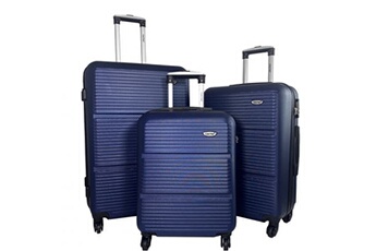 set de 3 valises cactus bleu marine - ca1035a3
