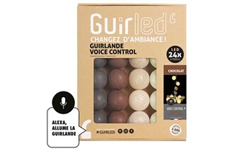 guirlande boule lumineuse 24 led voice control - chocolat