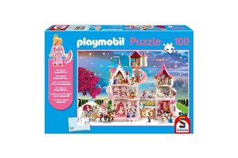 puzzle - le château de la princesse, 100 pièces, comprend la figurine playmobil