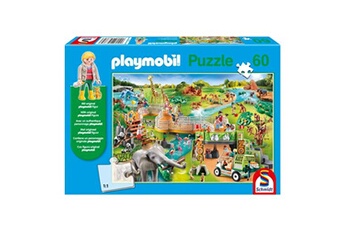 puzzle - zoo, 60 pièces, comprend une figurine playmobil