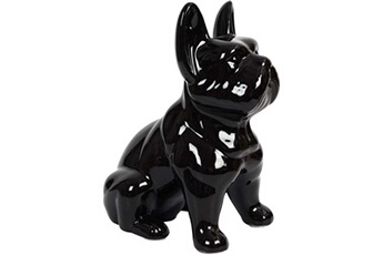 figurine de collection the home deco factory - bouledogue en céramique assis 30 cm noir