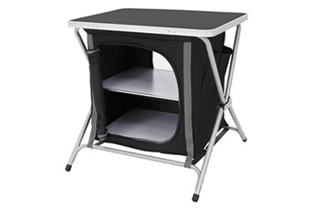 armoire de camping pliable, 60x64x45 cm, structure en aluminium, gris-noir,