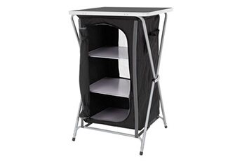 armoire de camping pliable, 60x97,5x53 cm, structure en aluminium, tissu noir,