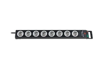Prises, multiprises et accessoires électriques InLine Barrette  d'alimentation® 8 ports 4x Type F allemand + 4x Euro avec interrupteur noir  1,5 m