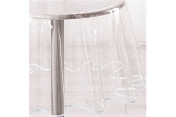 nappe cristal ronde - diamètre 180 cm - biais blanc transparent