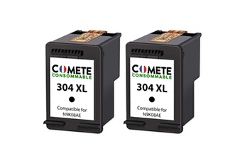 COMETE - 304XL - 2 Cartouches d'encre compatibles avec HP 304XL - Noir - Marque française