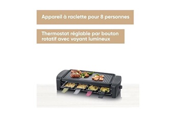 PACK NEDIS Appareil à raclette 1400W 8 personnes - Grill et pierre +  Plancha Teppanyaki 50 cm Thermostat Réglable