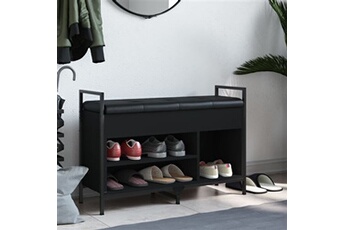 banc à chaussures noir 85,5x32x57,5 cm bois d'ingénierie