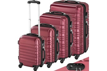 set de 4 valises trolley - abs - 4 roues pivotantes à 360° - rouge bordeaux