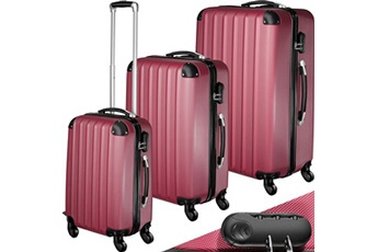 set de 3 valises trolley rigides - abs - rouge