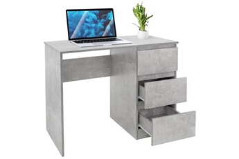 bureau informatique avec 3 tiroirs table de travail gris ml-design